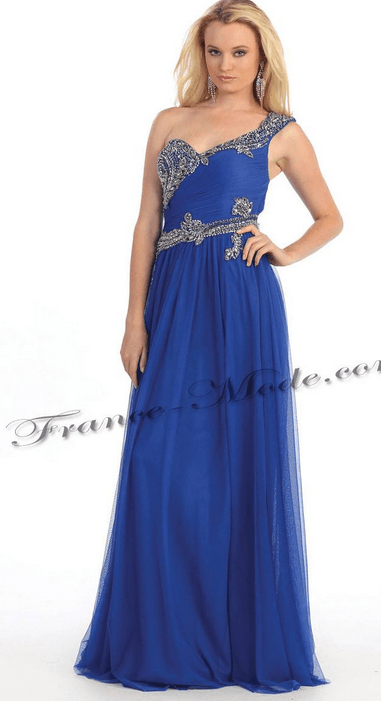 Robe asymétrique bleue égyptien et argentée