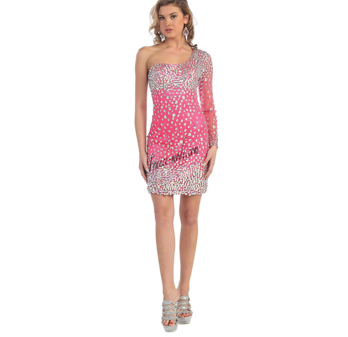 Robe asymétrique - fushia et argentée