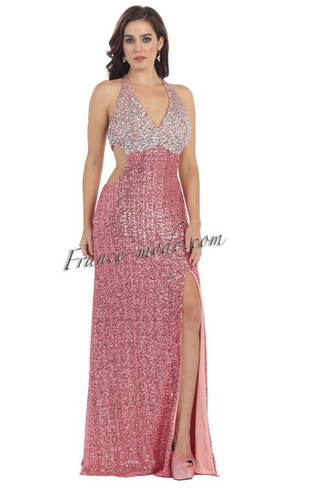 Robe de soirée - rose et argentée pailletée