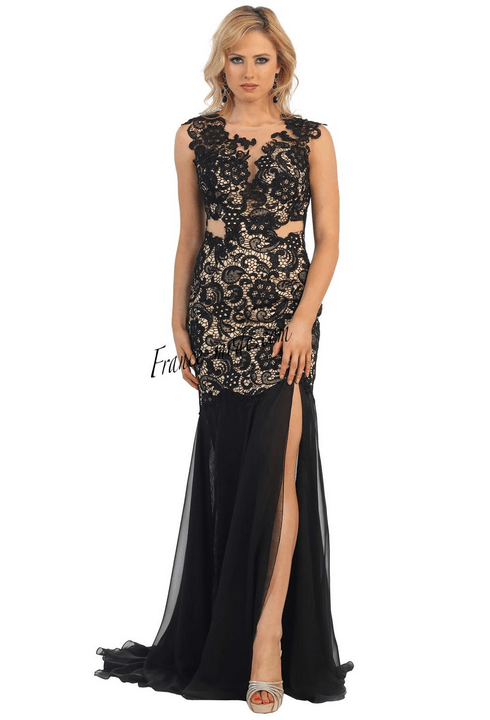 Robe de soirée à dentelle - couleur noire