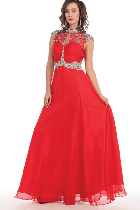 Robe rouge et argentée