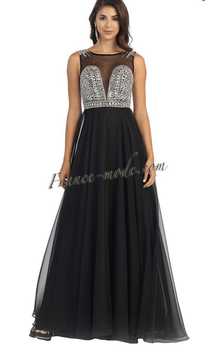 Robe de soirée évasée - couleur noire