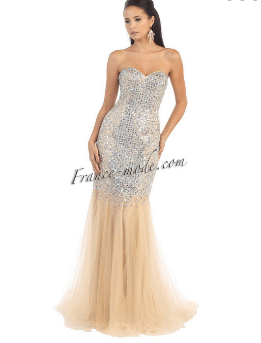 Robe de soirée - argenté et jaune de Naples