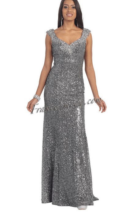 Robe de soirée - gris de payne pailleté