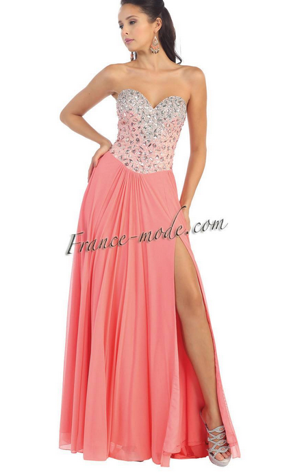 Robe de soirée prestige -  rose incarnadin et argent