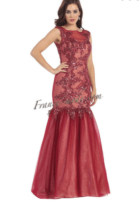 Robe bustier - couleur rouge à dentelle