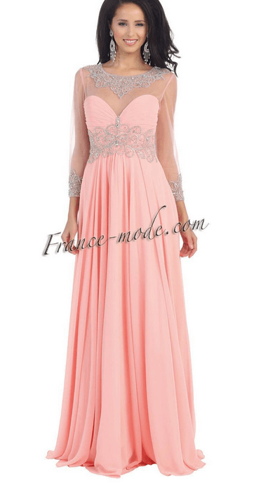 Robe de soirée bustier - couleur rose dragée