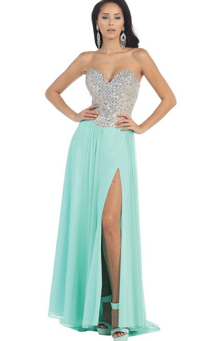 Robe bustier agenté et turquoise