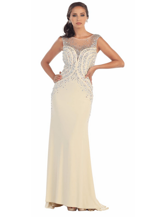 Robe de soirée prestige -  couleur blanc saturne
