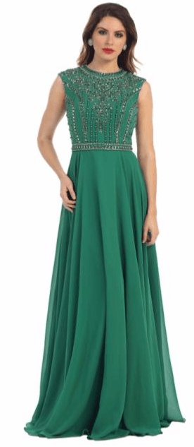 Robe de soirée prestige -  couleur vert viride