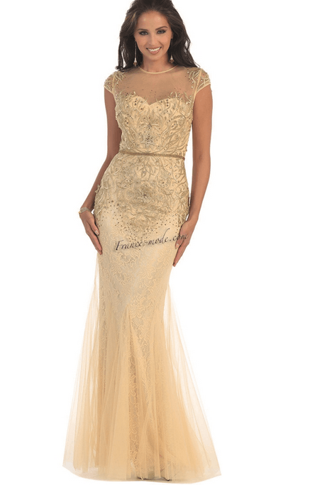 Robe de soirée prestige -  couleur blanc crème