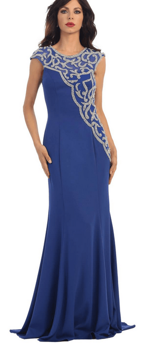 Robe de soirée prestige -  couleur bleu saphir