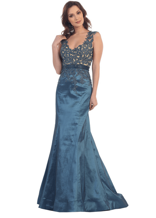 Robe de soirée bleu guède