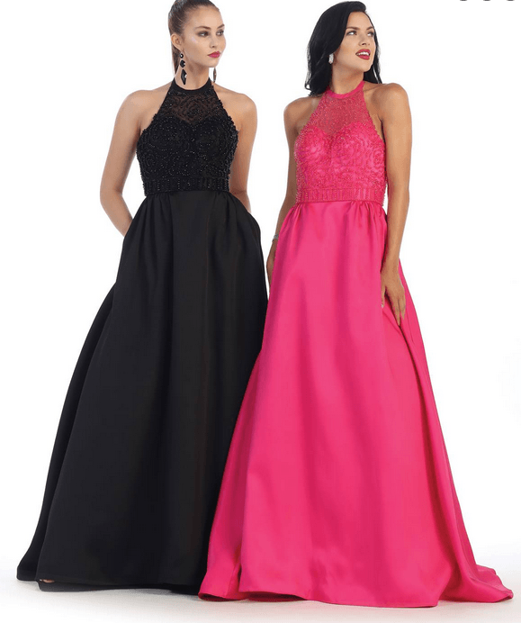 Robes de soirée noire ou rose bonbon