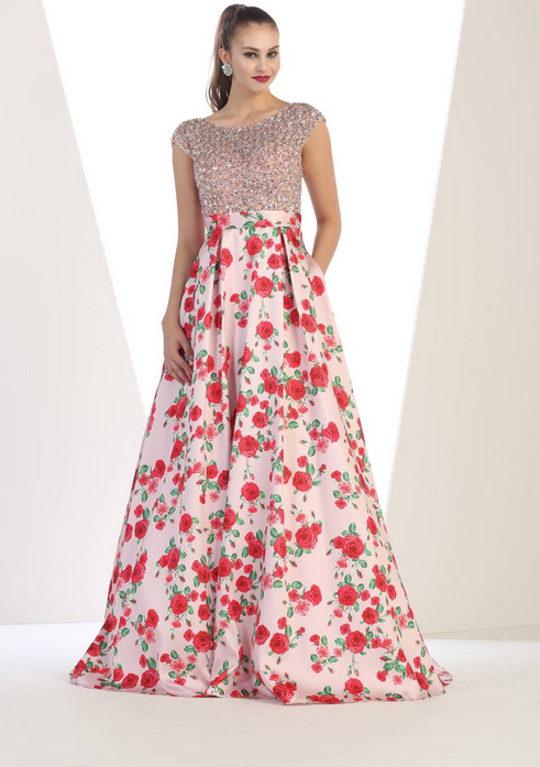 Robe de soirée - motif fleuri