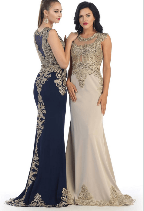 Robe de soirée - couleur bleu ou beige