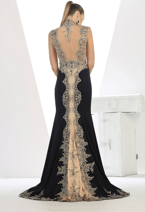 Robe de soirée noire - dos échancré