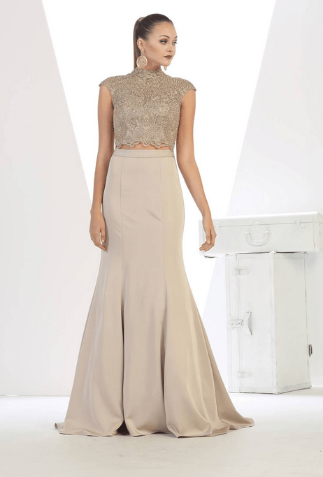 Robe de soirée beige clair