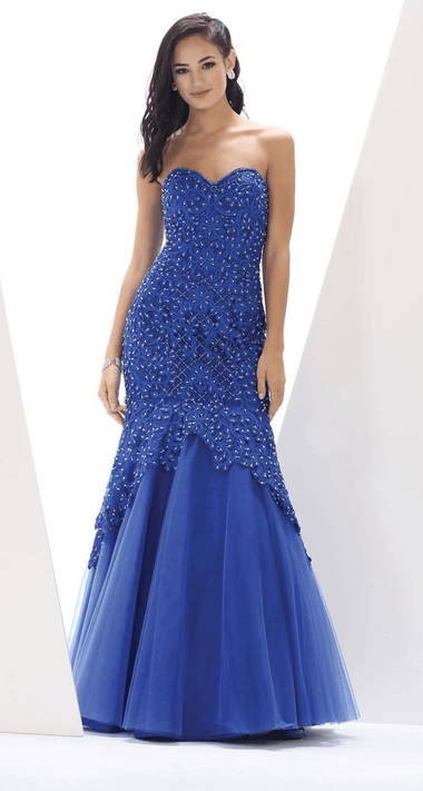 Robe bustier à dentelles - couleur bleu saphir