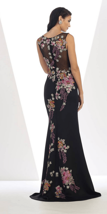 Robe de cocktail noire à fleurs