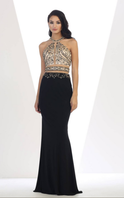 Robe dorée et noire - Référence 7453