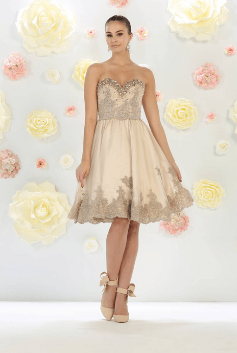 Robe bustier beige et grège