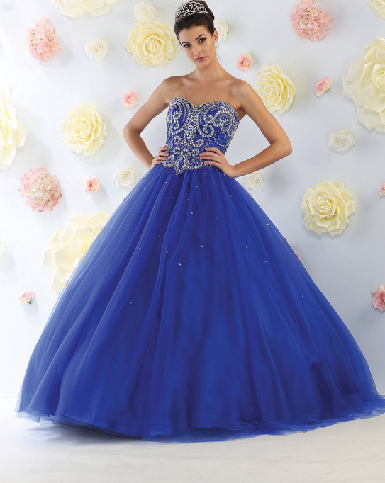Robe de princesse bustier - couleur bleu saphir