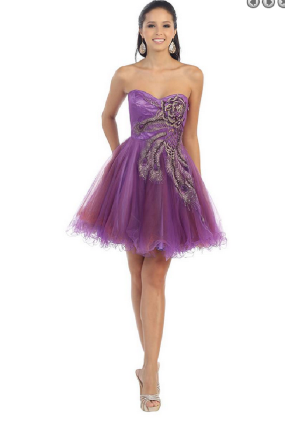Robe bustier violet - motif fleuri