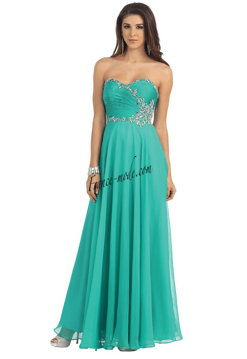 Robe de soirée couleur mers du sud