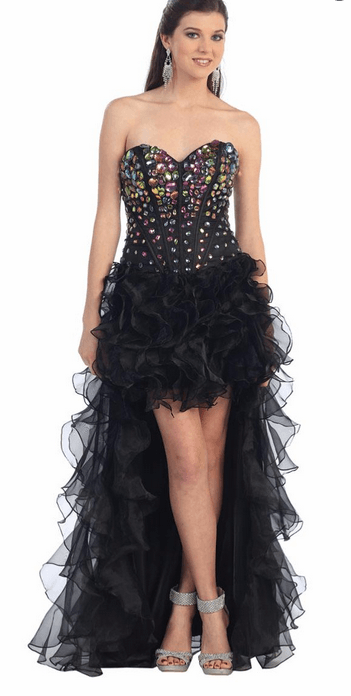 Robe bustier noire avec traîne