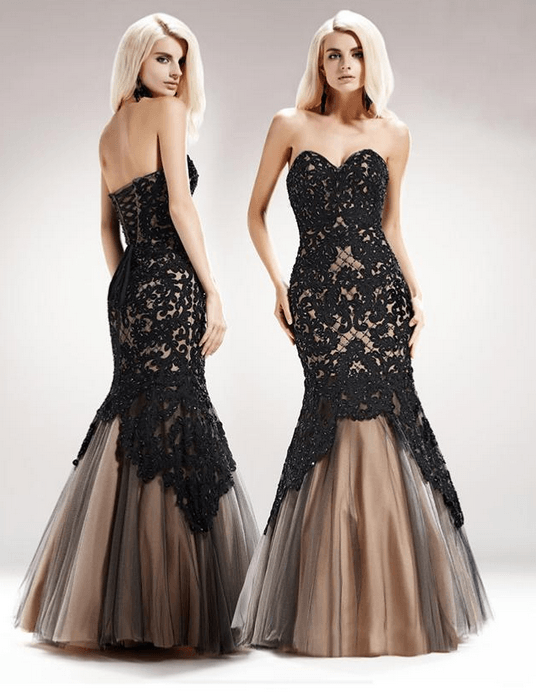 Robe de soirée - noire et beige