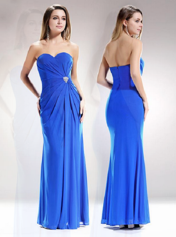 Robe bustier bleue drapée