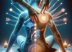 Un humain en particules bleues
