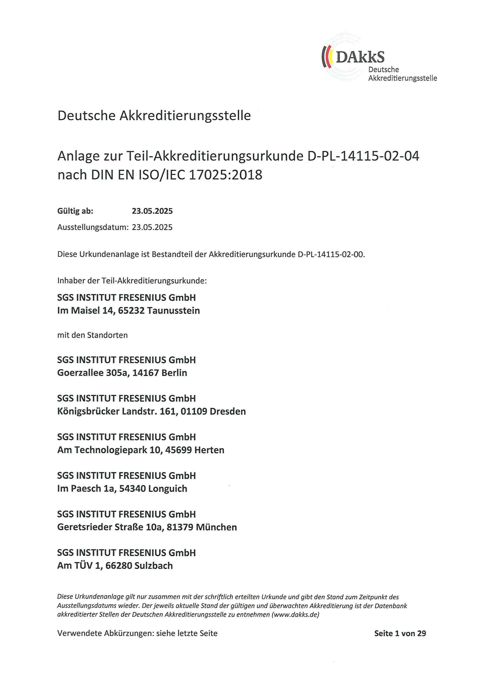 Zertifikat Deutsche Akkreditierungsstelle