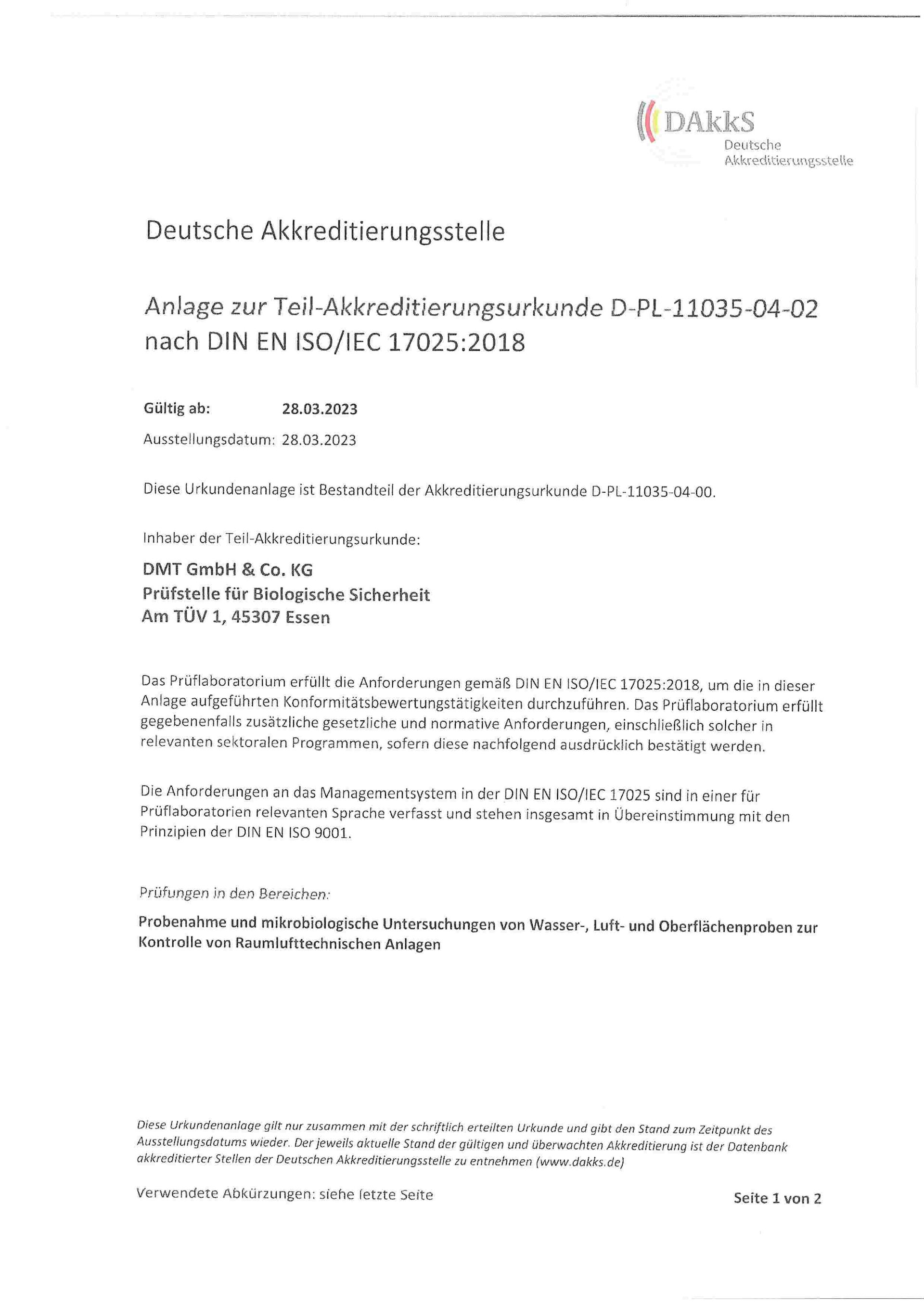 Zertifikat Deutsche Akkreditierungsstelle