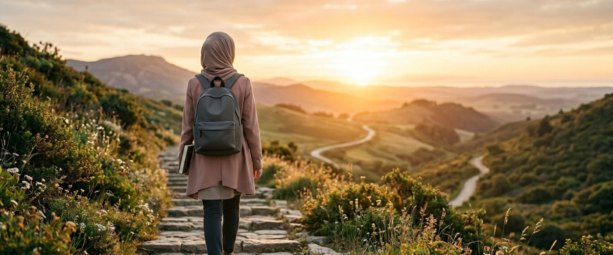 طالب يسعى نحو النجاح من خلال التعلم والاجتهاد