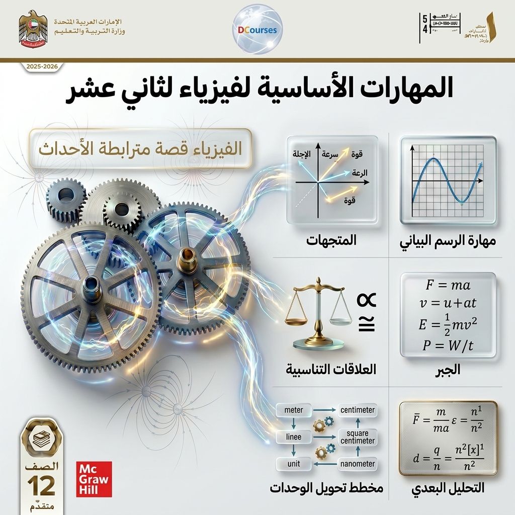 Arabic ALT text:
المهارات الأساسية المطلوبة لطلاب فيزياء الصف الثاني عشر