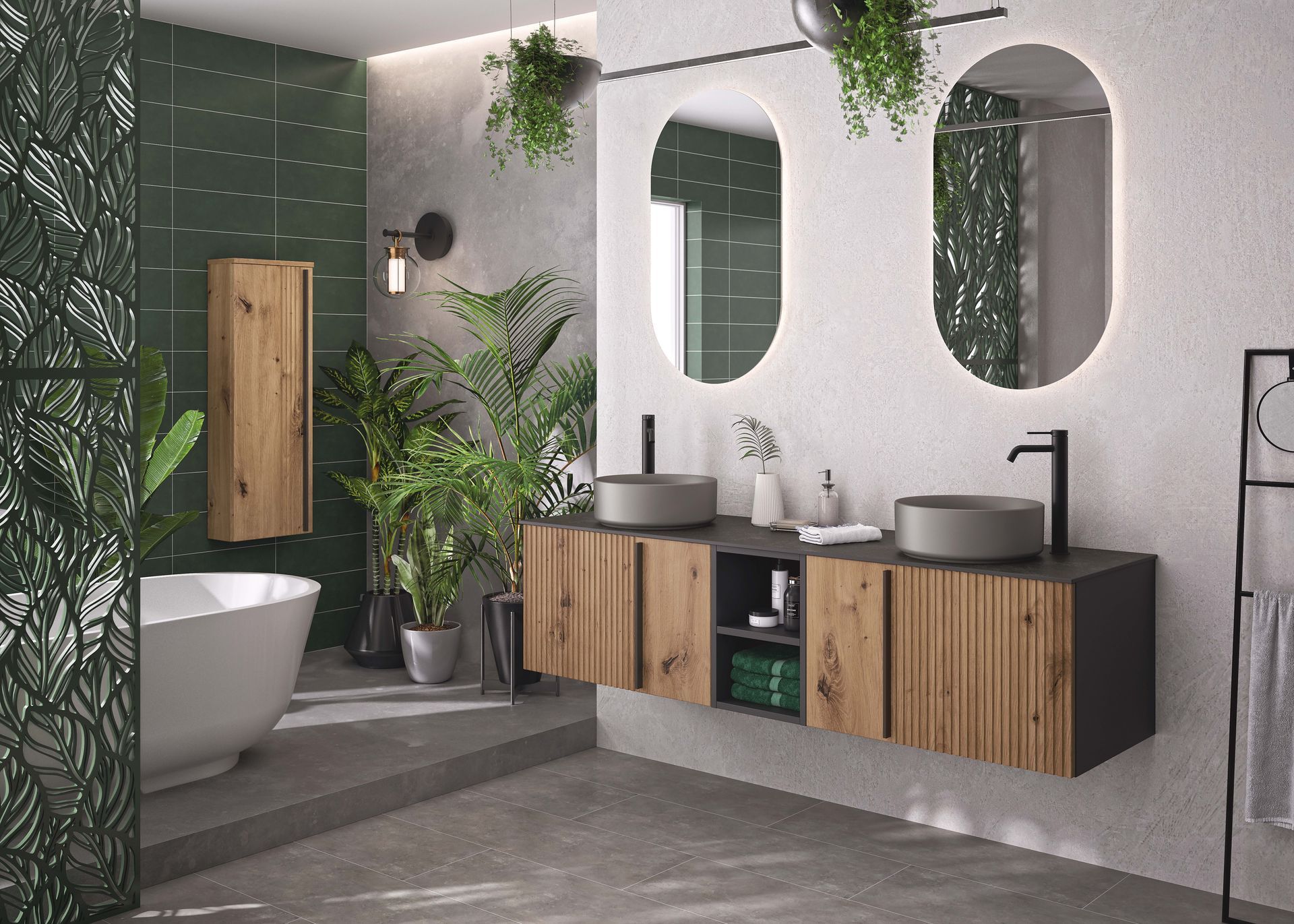 Salle de bains moderne végétale