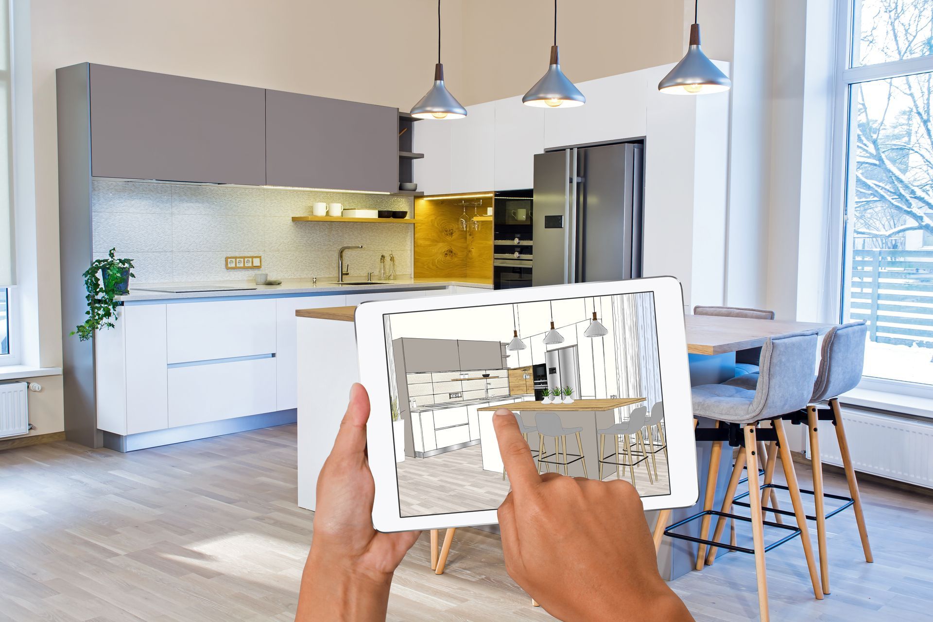 Tablette avec plan de cuisine en 3D