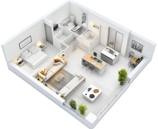 Plan en 3D d'un logement