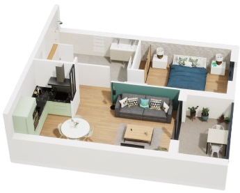 Plan en 3D, parquet