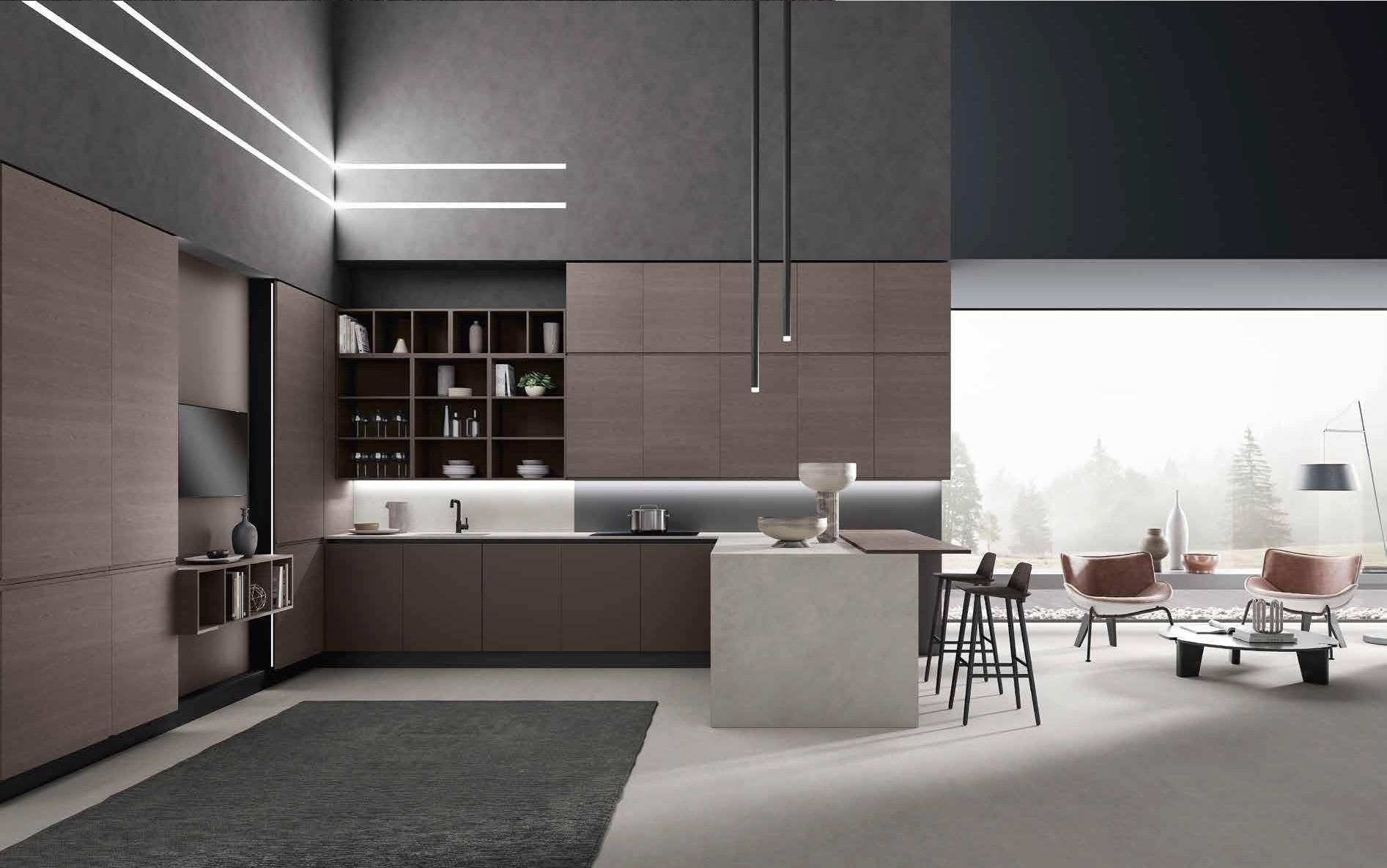 Cuisine marron et grise