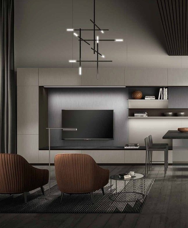 Mobilier sur mesure, meuble TV et luminaire