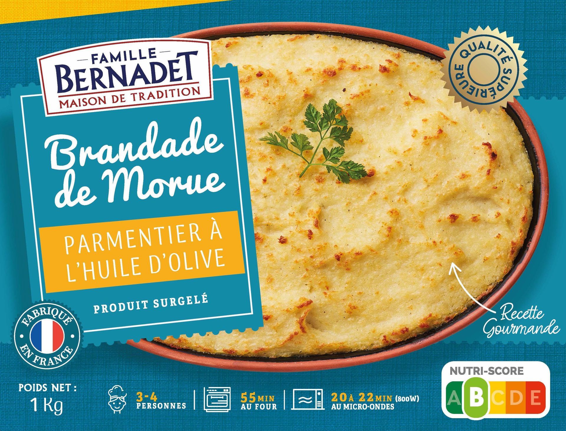 Brandade de morue Famille Bernadet, parmentier à l’huile d’olive.