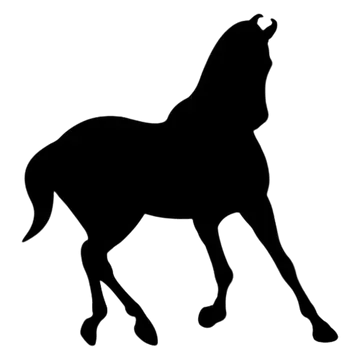 Una silueta negra de un caballo sobre un fondo blanco