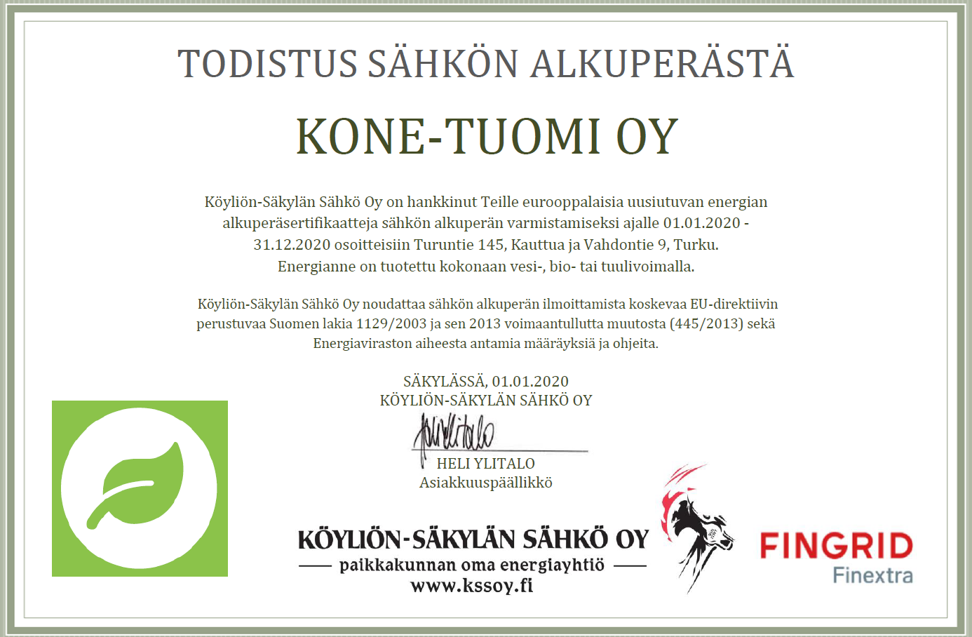 Todistus sähkön alkuperästä
