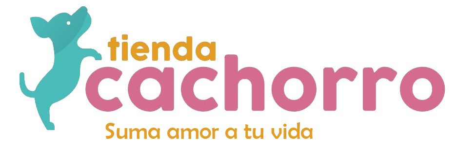 Tienda cachorro logo: a turquoise dog silhouette beside the words 