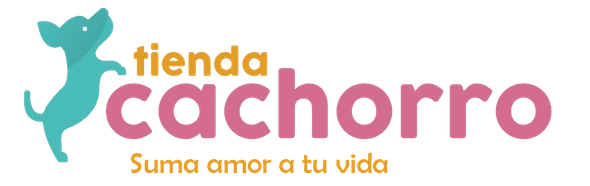 Tienda cachorro logo: a turquoise dog silhouette beside the words 