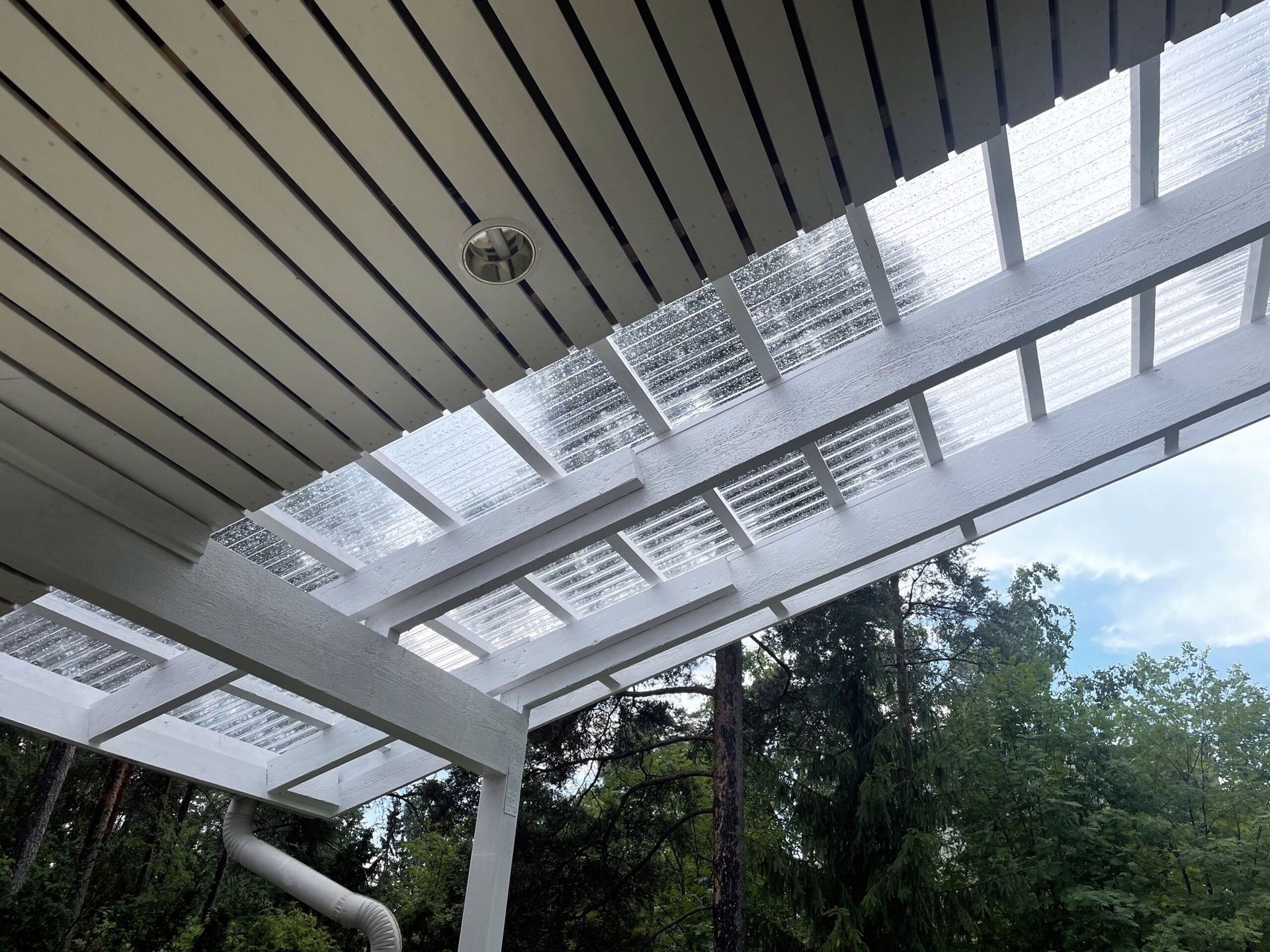 Terassin valokatteen tai kattolasituksen asennus suojaamaan säältä Uudellamaalla.