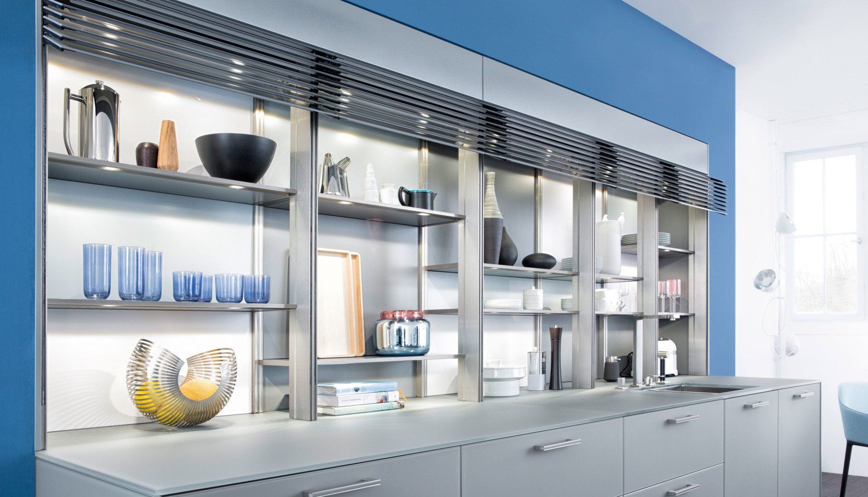 Rangements cuisine bleue